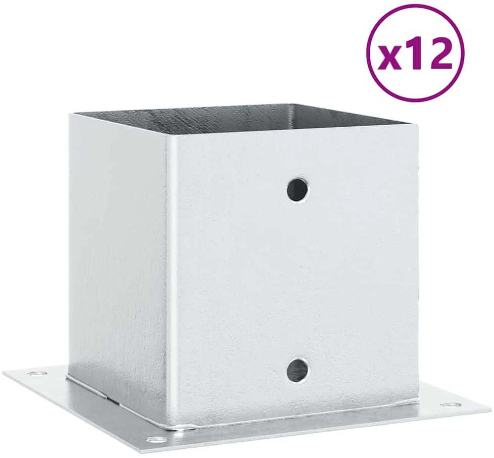 Stulpų pagrindai kvadratiniai, 12vnt., sidabriniai, 141x141mm