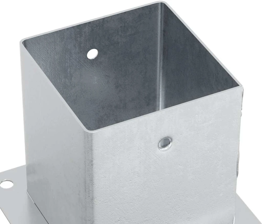 Stulpų pagrindai kvadratiniai, 12vnt., sidabriniai, 101x101mm