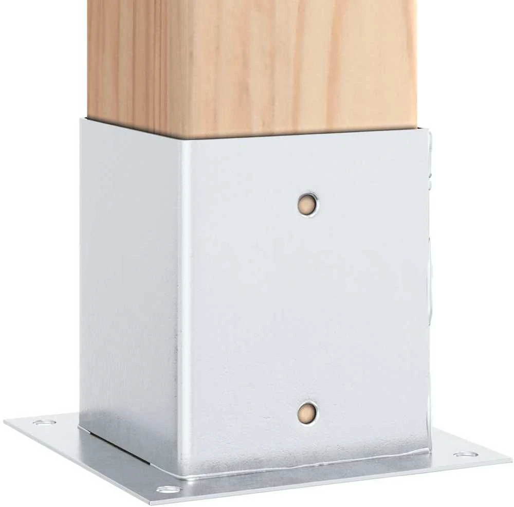 Stulpų pagrindai kvadratiniai, 12vnt., sidabriniai, 101x101mm