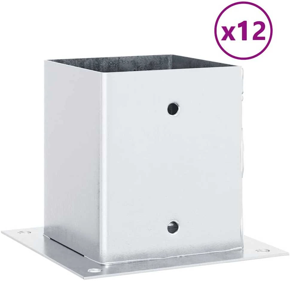 Stulpų pagrindai kvadratiniai, 12vnt., sidabriniai, 121x121mm