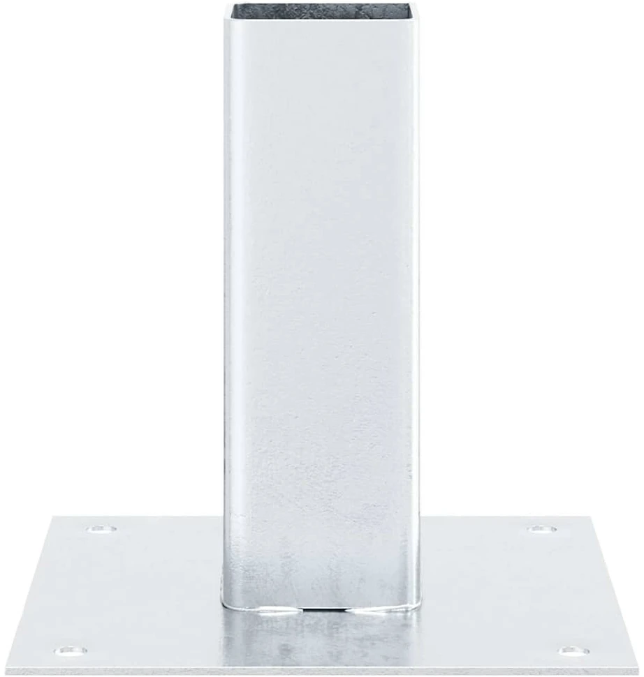 Stulpų pagrindai kvadratiniai, 12vnt., sidabriniai, 51x51mm