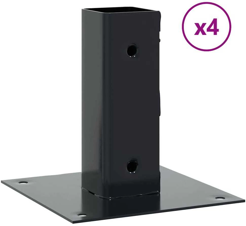Stulpų pagrindai kvadratiniai, 4vnt., antracito sp., 51x51mm