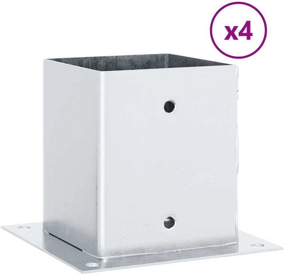 Stulpų pagrindai kvadratiniai, 4vnt., sidabriniai, 101x101mm
