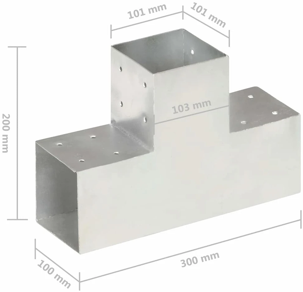 Stulpų sujungimai, 4vnt., 101x101mm, metalas, T formos