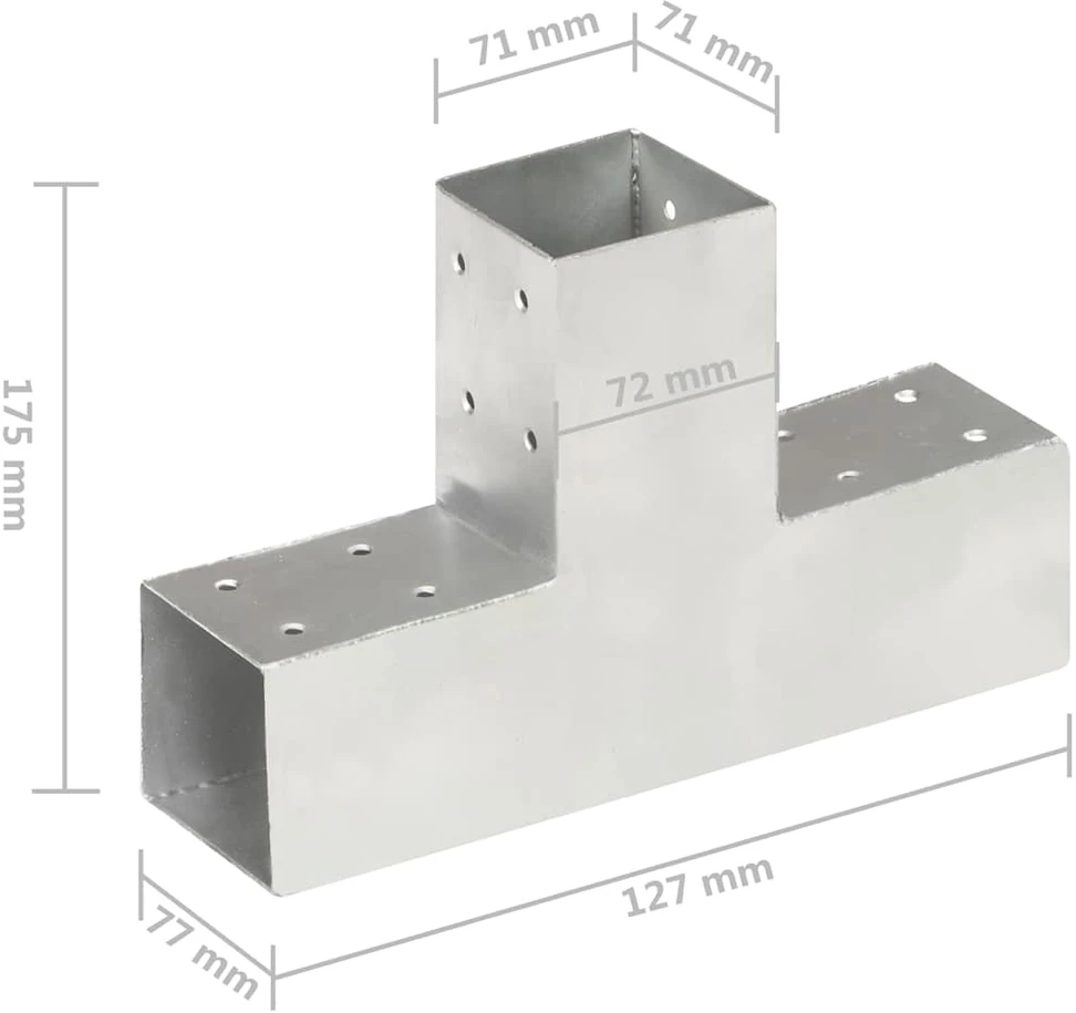 Stulpų sujungimai, 4vnt., 71x71mm, metalas, T formos
