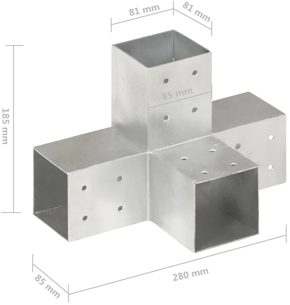 Stulpų sujungimai, 4vnt., 81x81mm, metalas, X formos