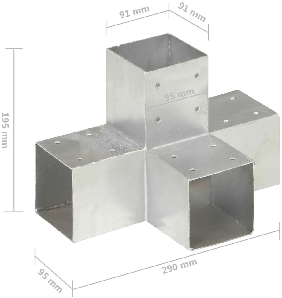 Stulpų sujungimai, 4vnt., 91x91mm, metalas, X formos