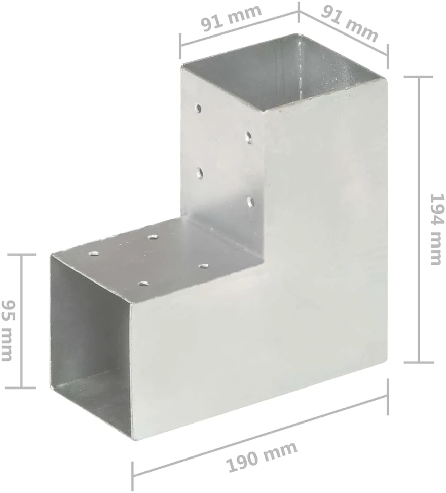 Stulpų sujungimai, 4vnt., 91x91mm, metalas, L formos