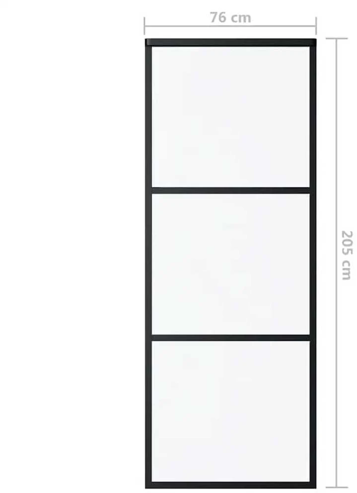 Stumdomos durys, juodos, 76x205cm, ESG stiklas ir aliuminis