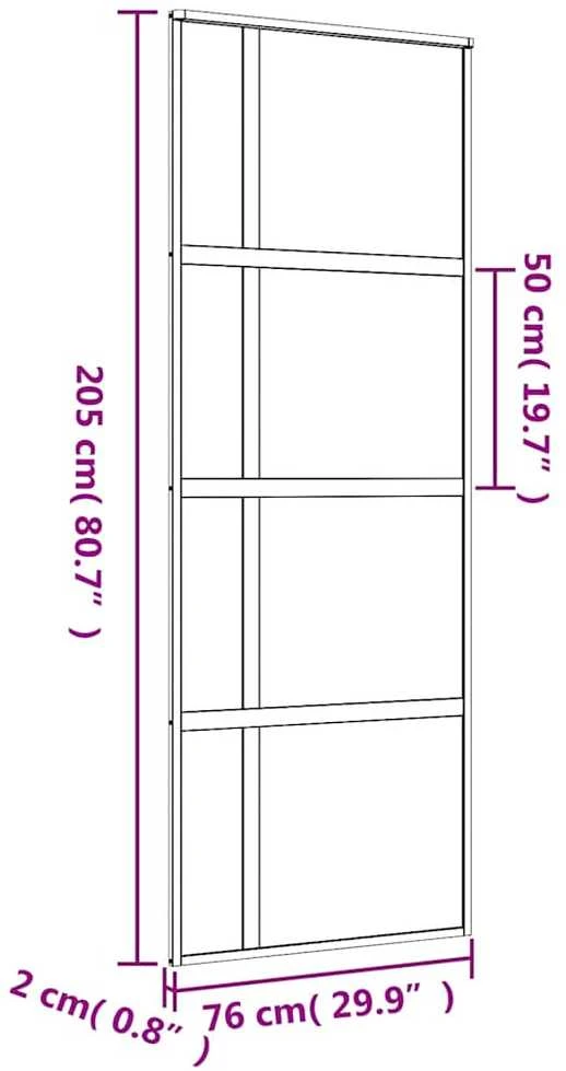 Stumdomos durys, auksinės, 76x205cm, ESG stiklas ir aliuminis