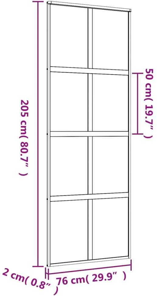 Stumdomos durys, auksinės, 76x205cm, ESG stiklas ir aliuminis