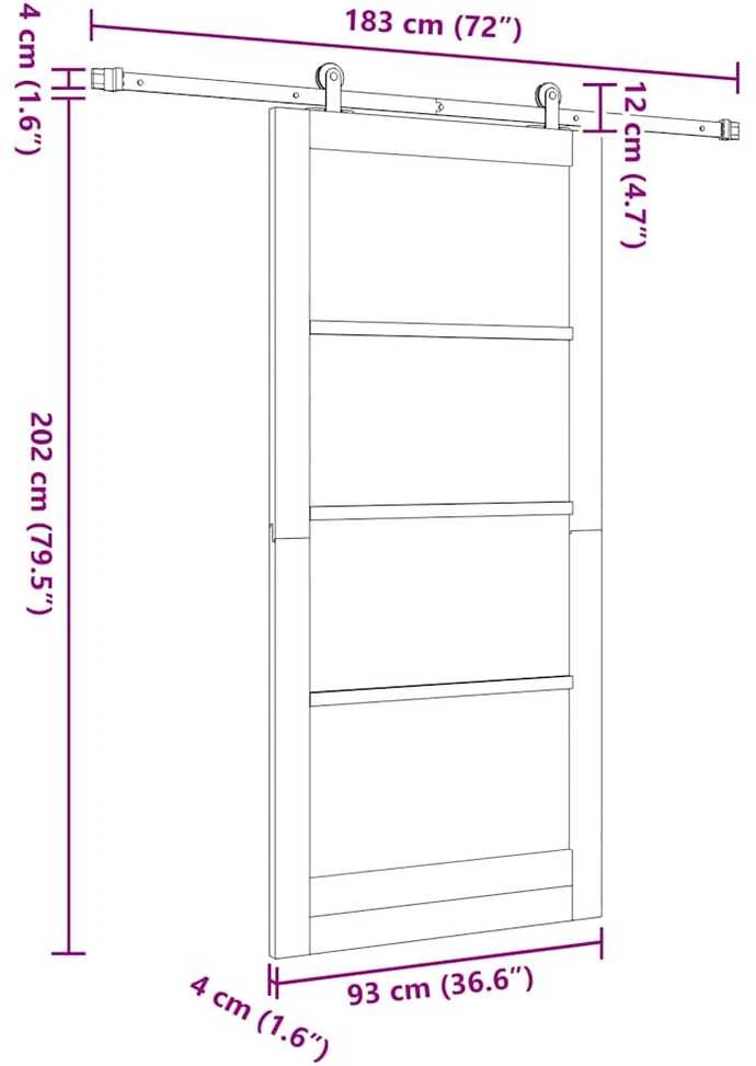 Slankios durys ORKDAL 93 x 202 cm Balta ir juoda