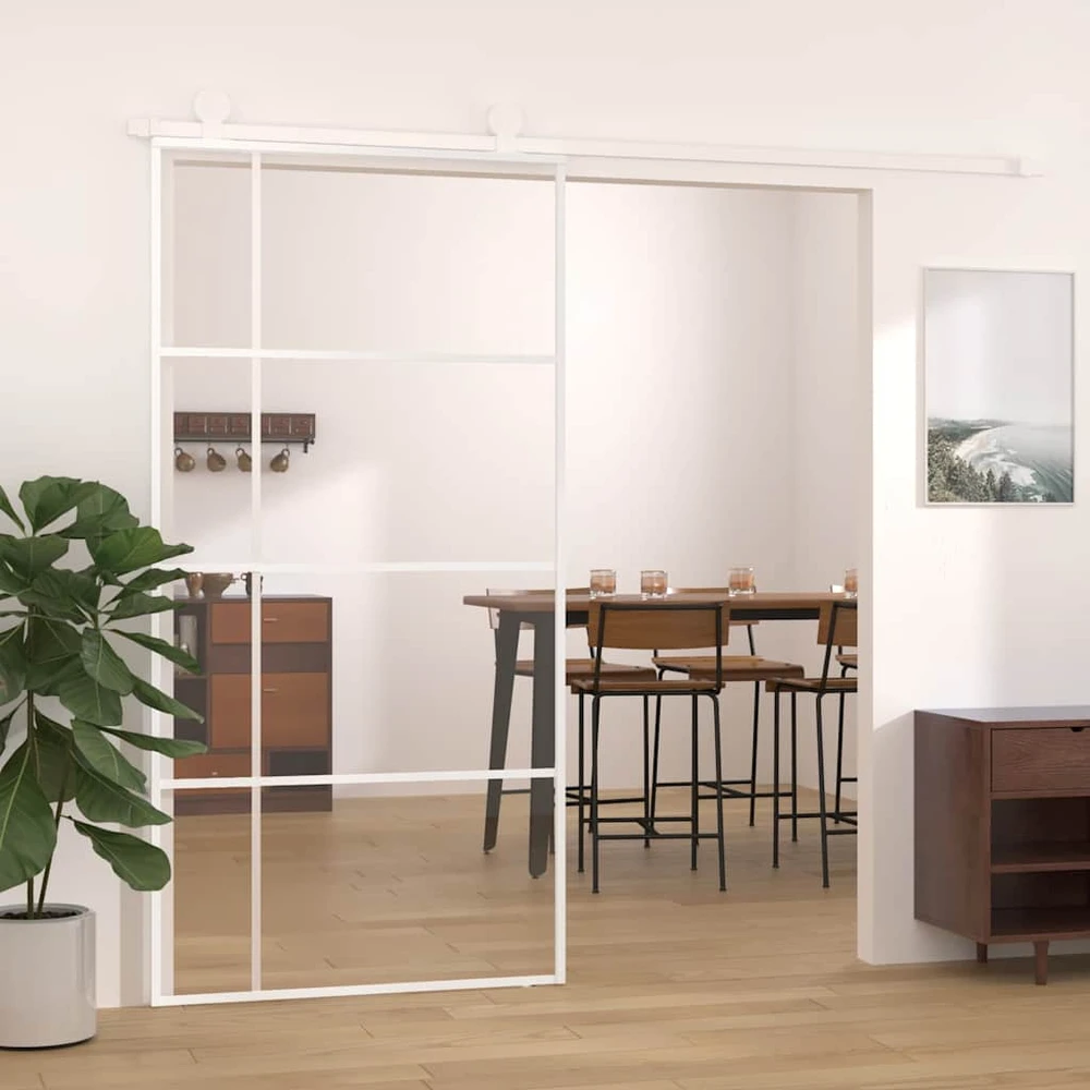 Stumdomos durys, baltos, 102,5x205cm, ESG stiklas ir aliuminis