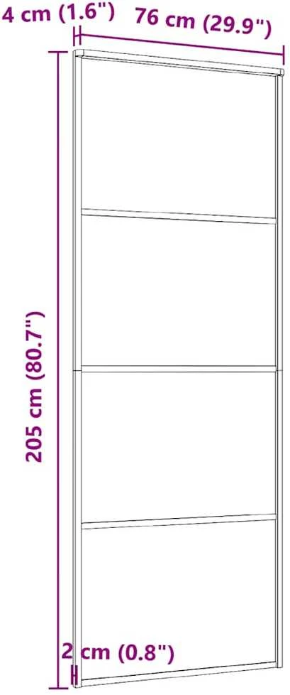 Stumdomos durys, baltos, 76x205cm, ESG stiklas ir aliuminis