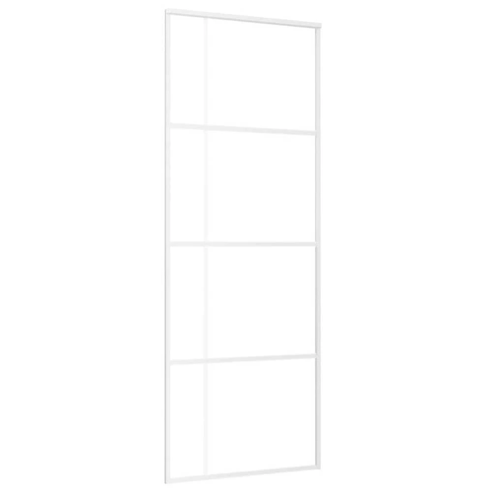 Stumdomos durys, baltos, 76x205cm, ESG stiklas ir aliuminis