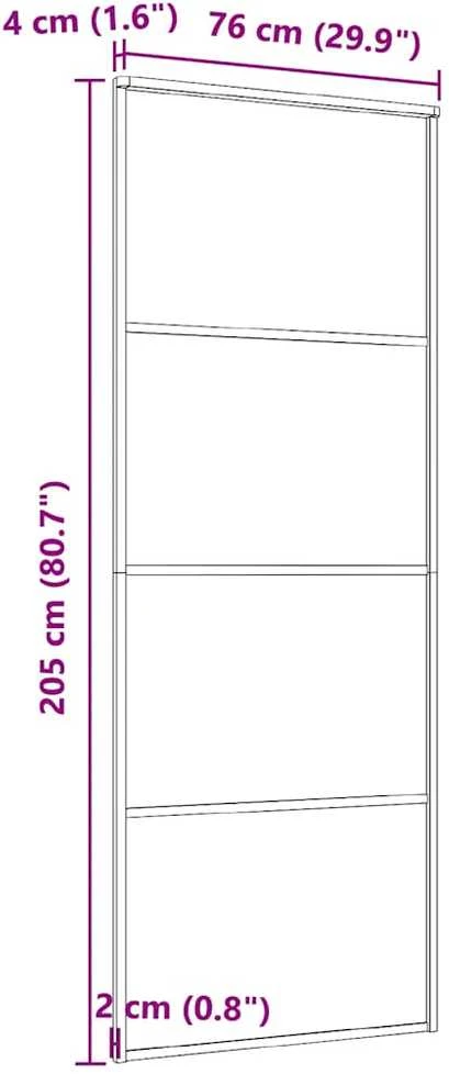 Stumdomos durys, baltos, 76x205cm, ESG stiklas ir aliuminis