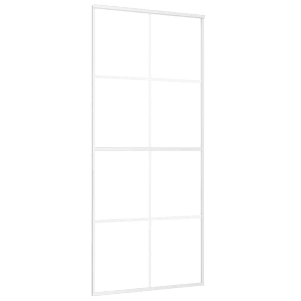 Stumdomos durys, baltos, 90x205cm, ESG stiklas ir aliuminis