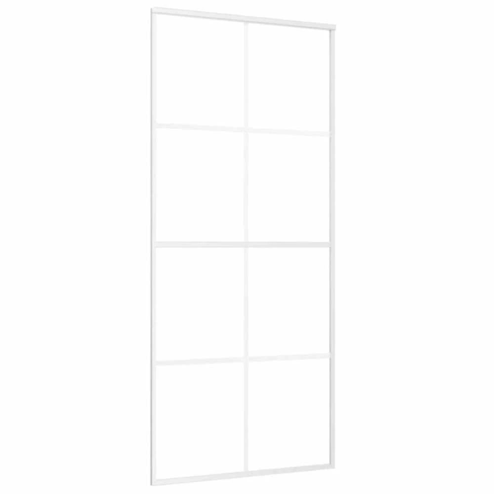 Stumdomos durys, baltos, 90x205cm, ESG stiklas ir aliuminis