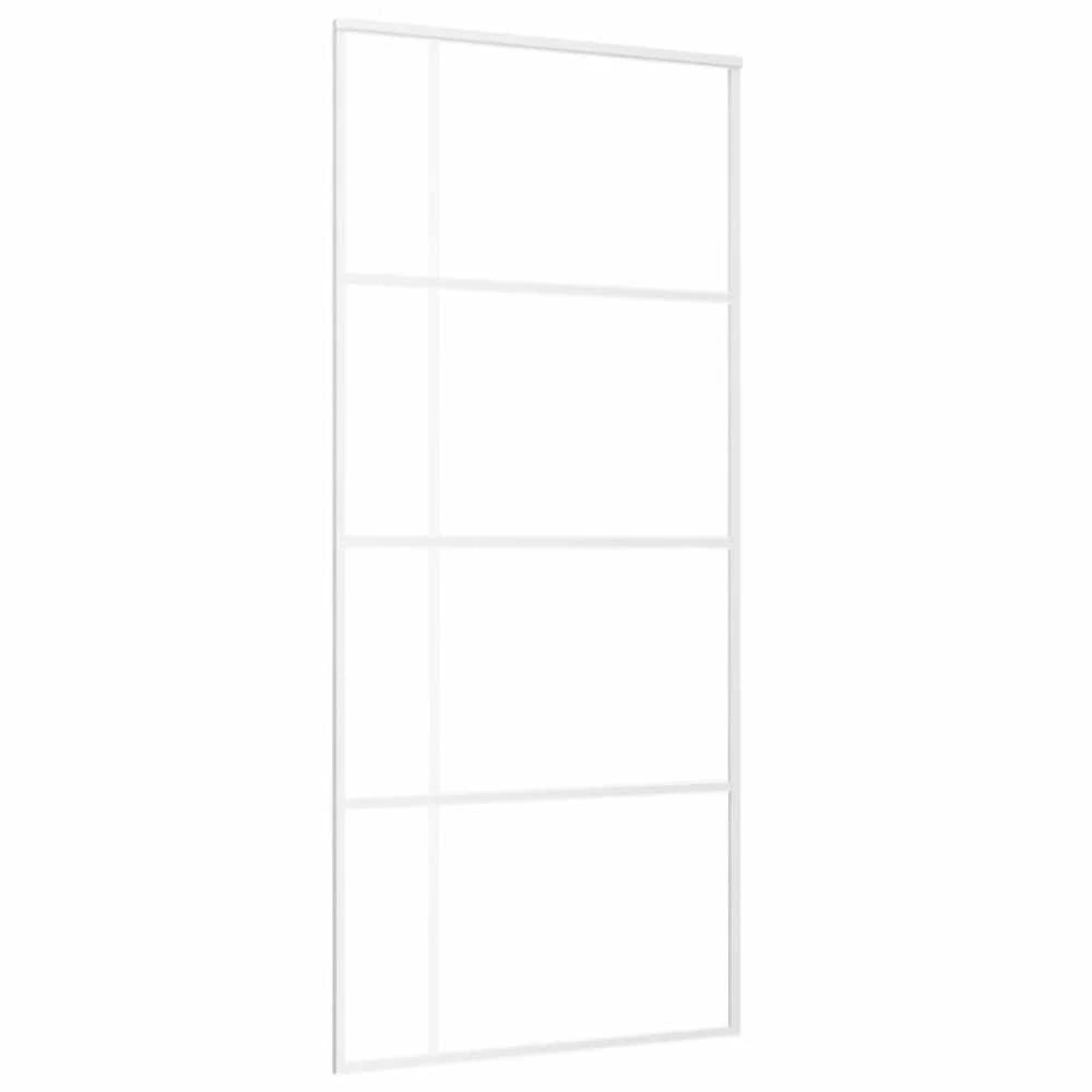 Stumdomos durys, baltos, 90x205cm, ESG stiklas ir aliuminis
