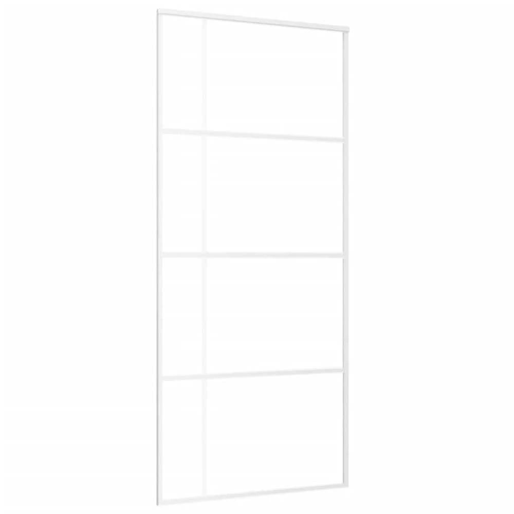 Stumdomos durys, baltos, 90x205cm, ESG stiklas ir aliuminis
