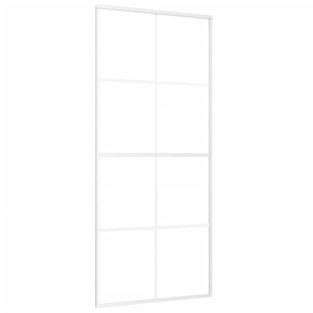Stumdomos durys, baltos, 90x205cm, ESG stiklas ir aliuminis