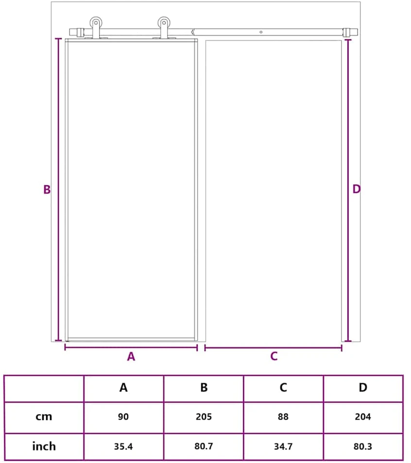 Stumdomos durys, baltos, 90x205cm, ESG stiklas ir aliuminis