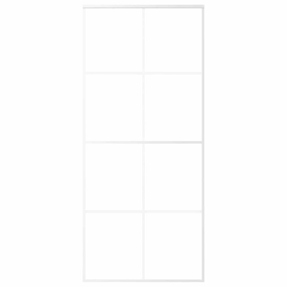 Stumdomos durys, baltos, 90x205cm, ESG stiklas ir aliuminis