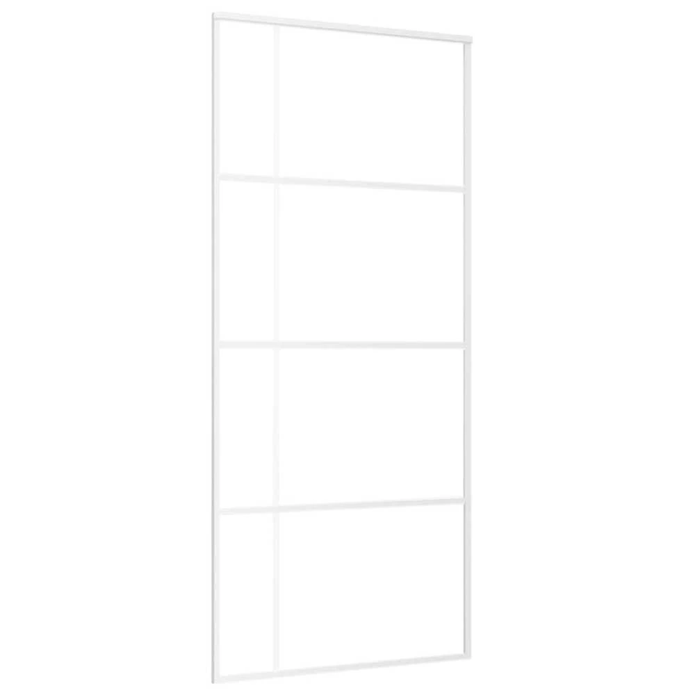 Stumdomos durys, baltos, 90x205cm, ESG stiklas ir aliuminis