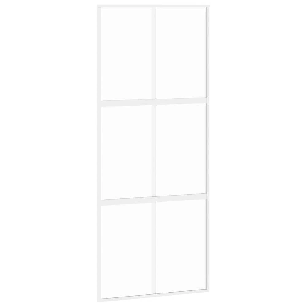 Stumdomos durys, baltos, 90x205cm, grūdintas stiklas/aliuminis