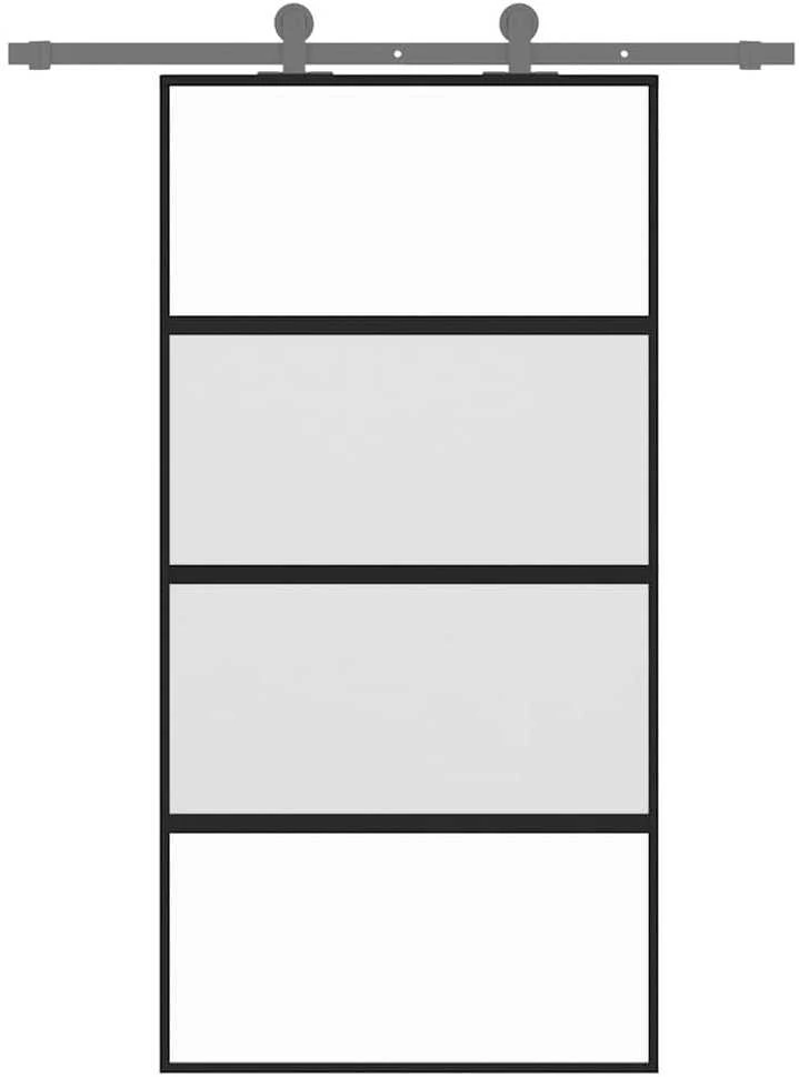 Stumdomos durys, juodos, 102,5x205cm, stiklas ir aliuminis