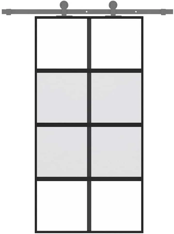 Stumdomos durys, juodos, 102,5x205cm, stiklas ir aliuminis