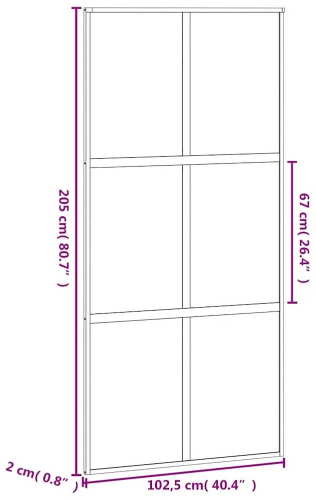 Stumdomos durys, juodos, 102,5x205cm, stiklas ir aliuminis