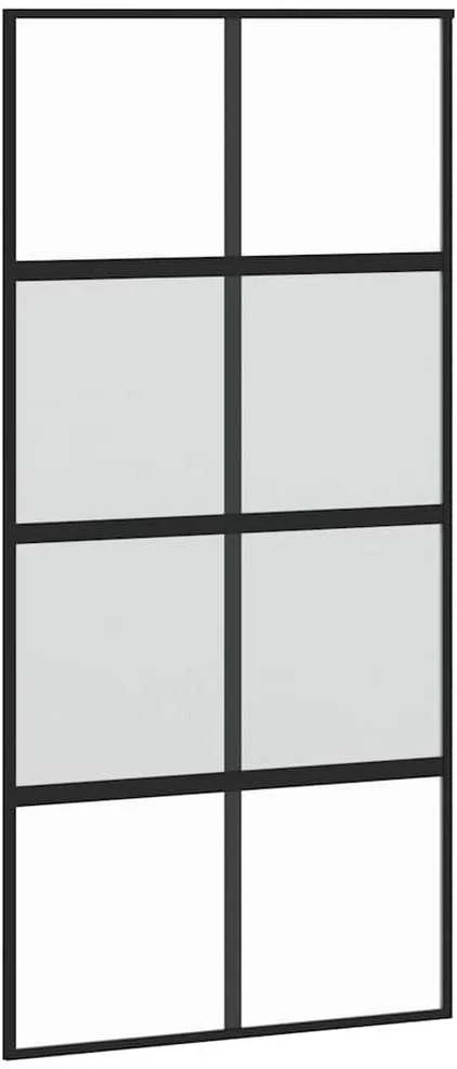 Stumdomos durys, juodos, 102,5x205cm, stiklas ir aliuminis