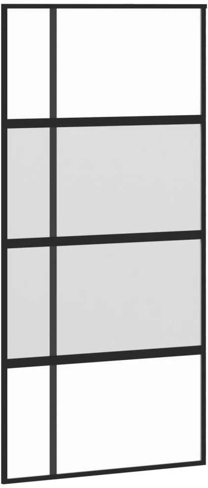 Stumdomos durys, juodos, 102,5x205cm, stiklas ir aliuminis