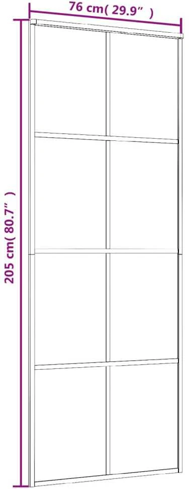 Stumdomos durys, juodos, 76x205cm, aliuminis ir ESG stiklas