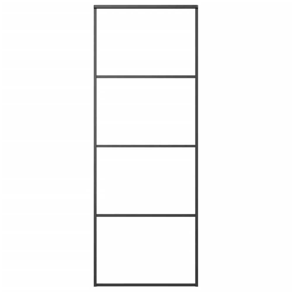 Stumdomos durys, juodos, 76x205cm, aliuminis ir ESG stiklas