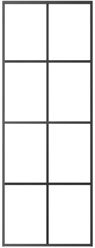 Stumdomos durys, juodos, 76x205cm, aliuminis ir ESG stiklas