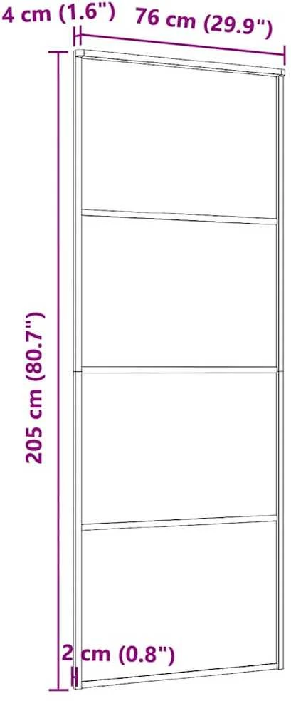 Stumdomos durys, juodos, 76x205cm, ESG stiklas ir aliuminis