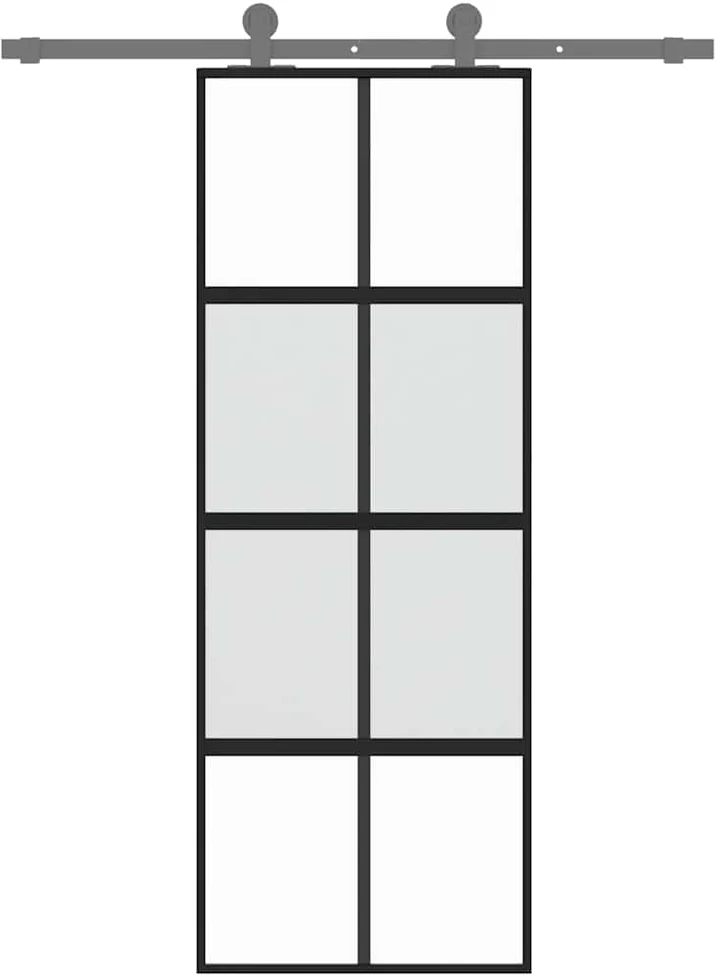 Stumdomos durys, juodos, 76x205cm, grūdintas stiklas/aliuminis