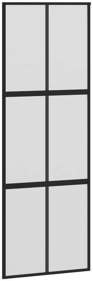 Stumdomos durys, juodos, 76x205cm, grūdintas stiklas/aliuminis