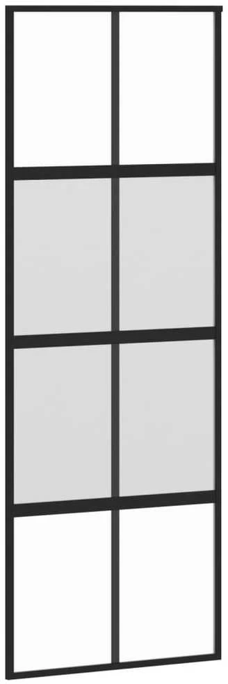 Stumdomos durys, juodos, 76x205cm, grūdintas stiklas/aliuminis