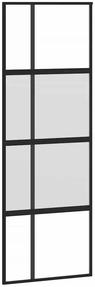 Stumdomos durys, juodos, 76x205cm, grūdintas stiklas/aliuminis