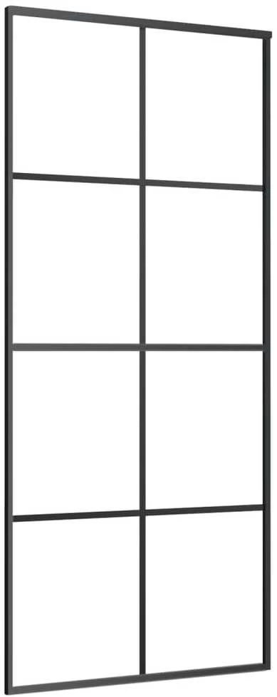 Stumdomos durys, juodos, 90x205cm, aliuminis ir ESG stiklas