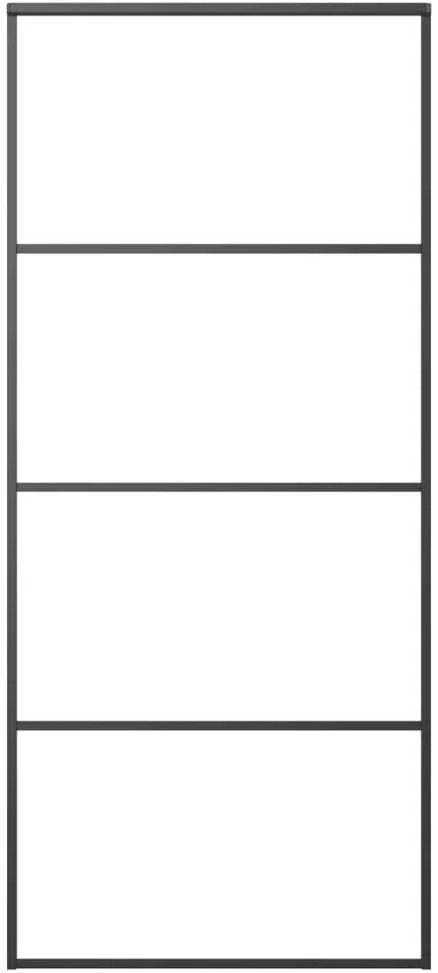 Stumdomos durys, juodos, 90x205cm, aliuminis ir ESG stiklas