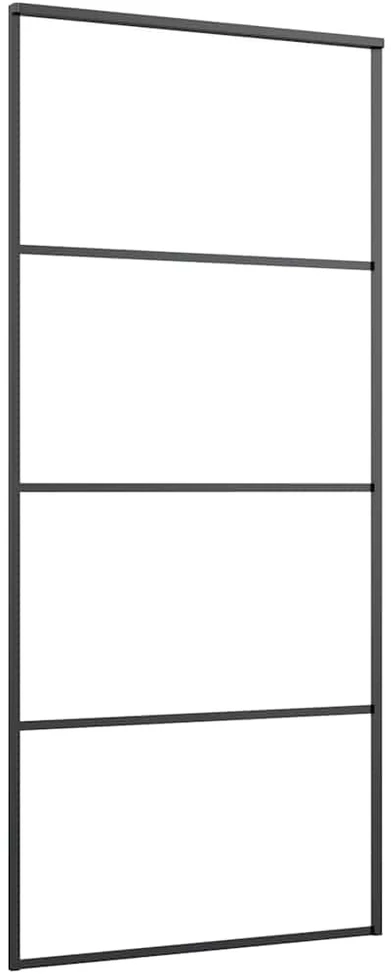 Stumdomos durys, juodos, 90x205cm, aliuminis ir ESG stiklas