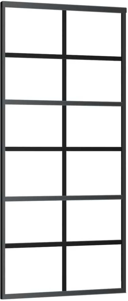 Stumdomos durys, juodos, 90x205cm, ESG stiklas ir aliuminis