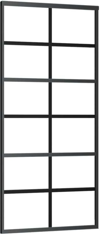 Stumdomos durys, juodos, 90x205cm, ESG stiklas ir aliuminis