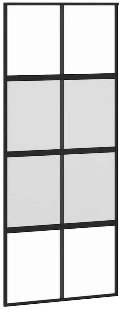 Stumdomos durys, juodos, 90x205cm, grūdintas stiklas/aliuminis