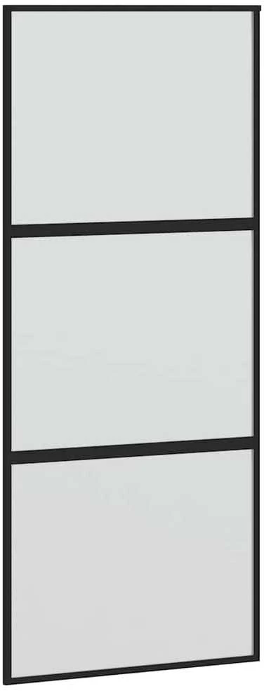 Stumdomos durys, juodos, 90x205cm, grūdintas stiklas/aliuminis