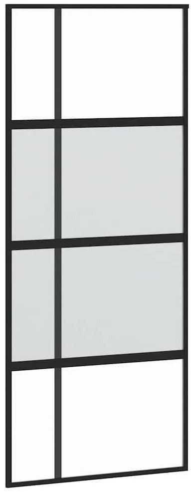 Stumdomos durys, juodos, 90x205cm, grūdintas stiklas/aliuminis